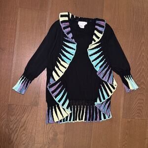 Vintage 90s Pyramid Collection Rainbow art to wear Cardigan Size Small